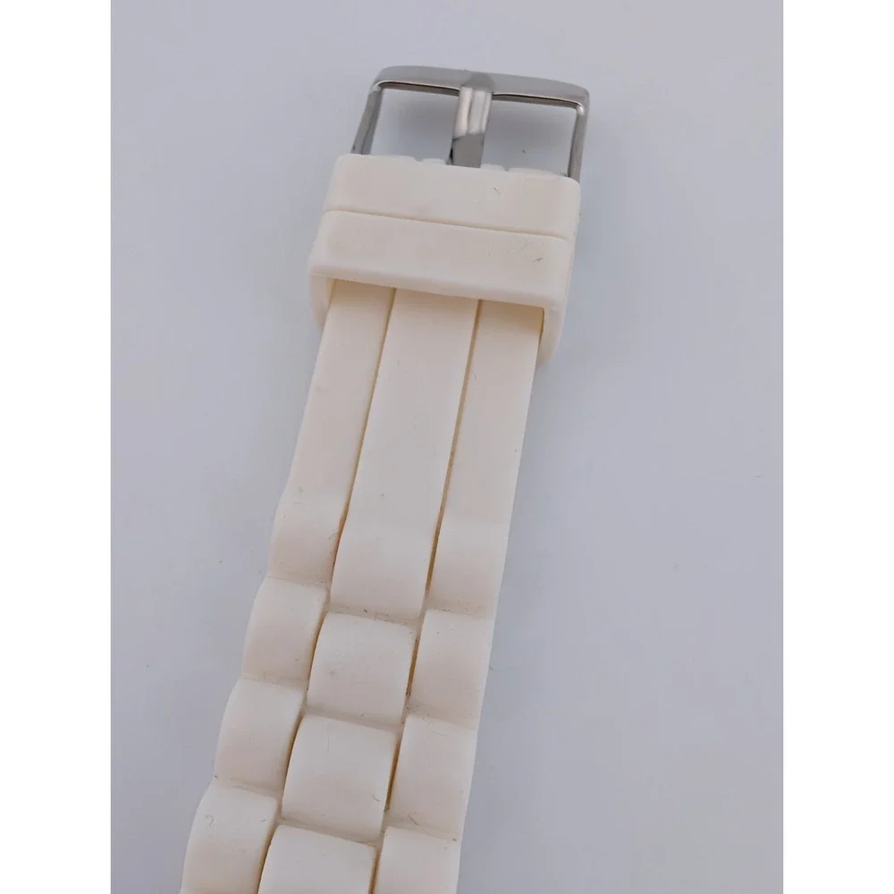American Eagle Outfitters Watch Women 36mm Case White Silicone Band- New Battery